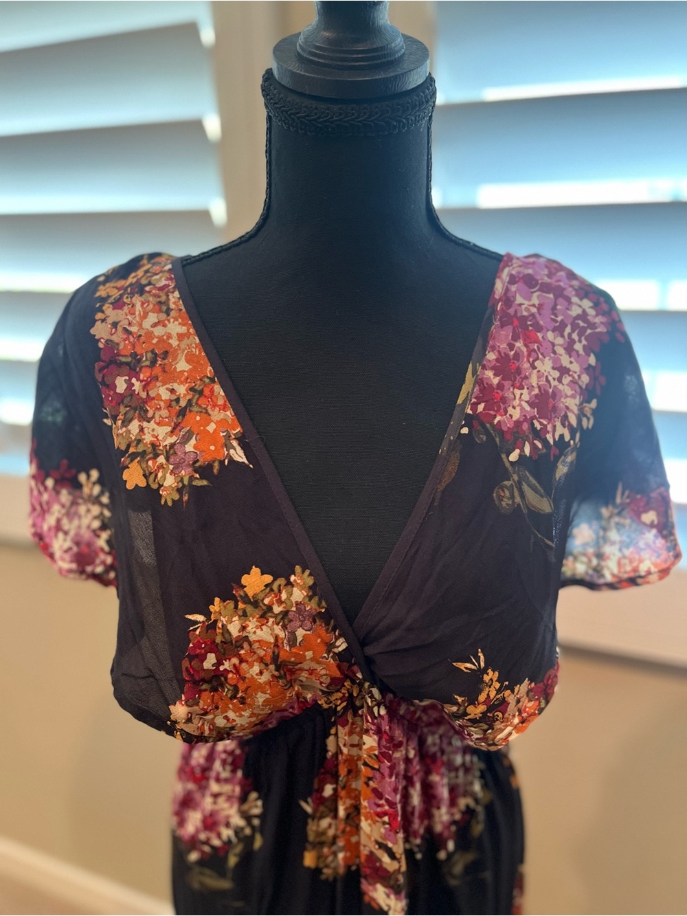 NWOT LOVESTITCH Vintage Look Black Floral Maxi Dress - Picture 3 of 7